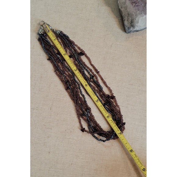 Vintage Deep Purple Amethyst Chip & Seed Bead Choker Multi Strand Necklace - Picture 7 of 8